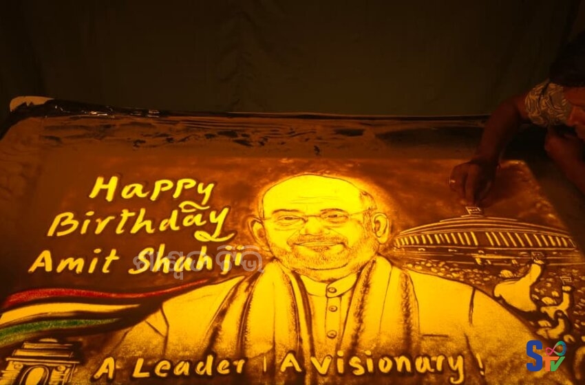  Sand Artist Manas Kumar Sahoo Extends Birthday Wishes to Amit Shah Through Sand Animation